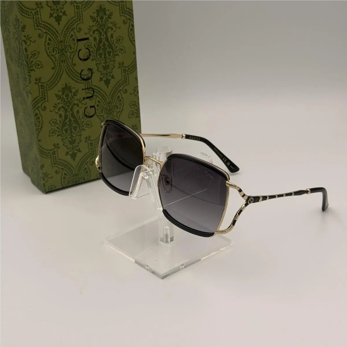 GG0593SK 001 Women’s Oversized Gold Black Gradient Sunglasses Ships Today by Gucci