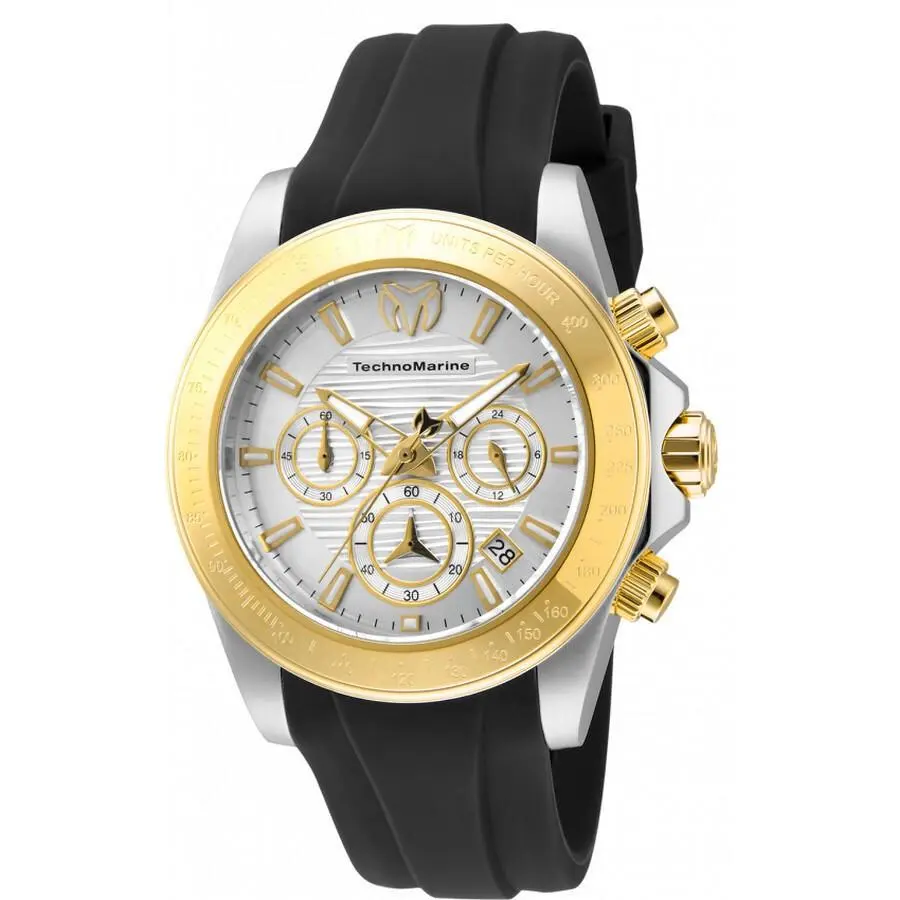 Techno Silver Dial Quartz Chronograph Black Silicone Watch by Invicta