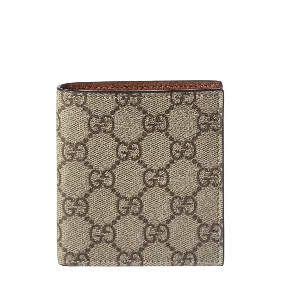 Gg Supreme Canvas Leather Wallet Men`s Brown Os by Gucci