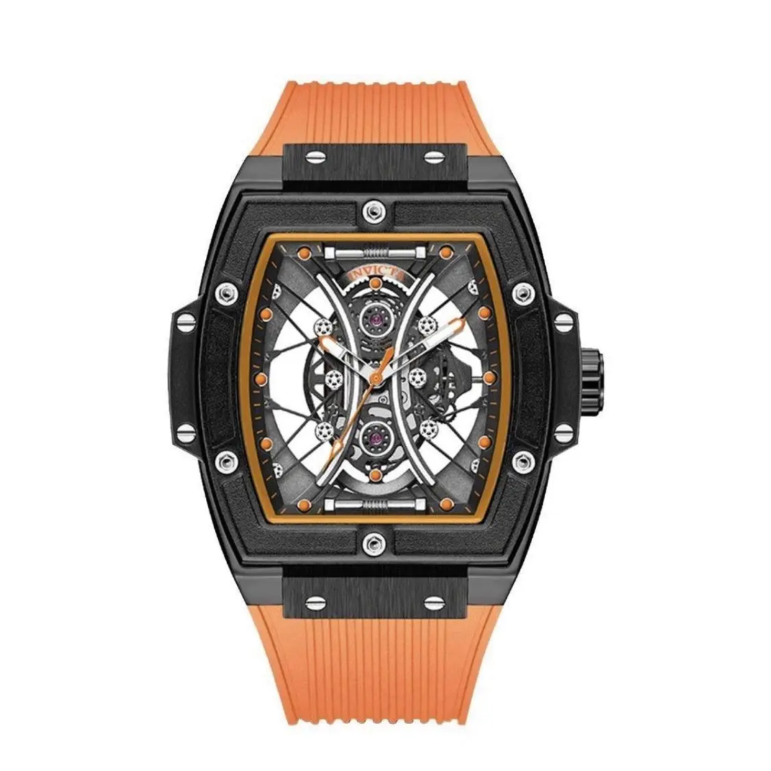 Invicta S1 Rally Skeleton Watch 50mm Orange Mens Never Worn with Quartz