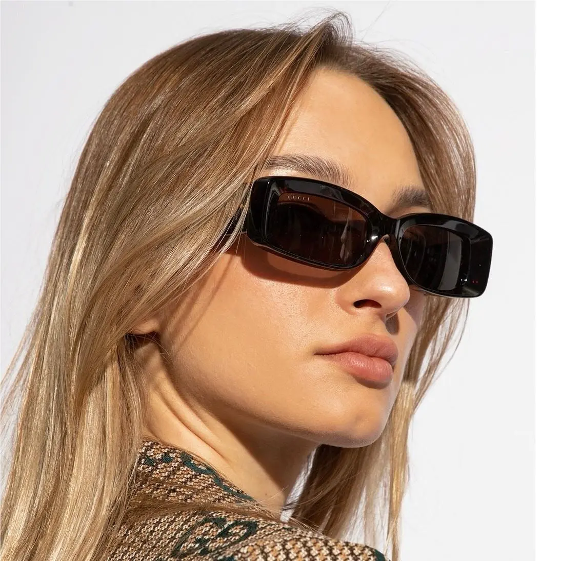 Tortoiseshell Rectangular Sunglasses Brown Luxe Designer Statement by Gucci
