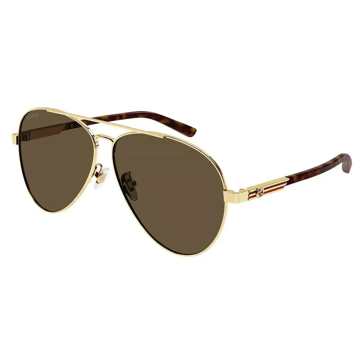 GG1288SA 002 Pilot Navigator Metal Gold Havana Brown 61 mm Mens Sunglasses by Gucci
