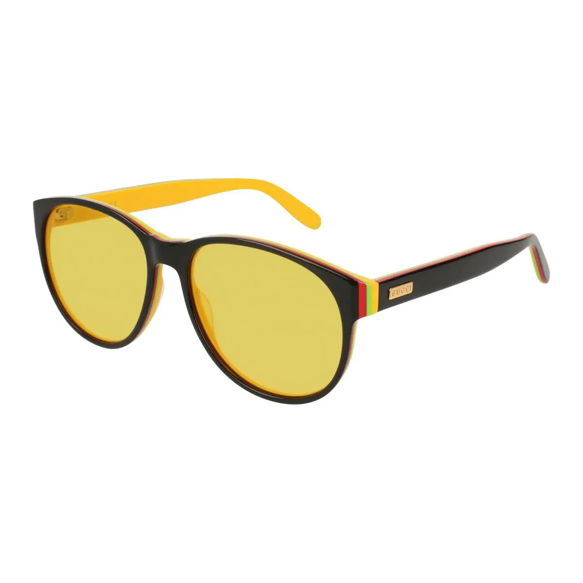 GG0271S 005 Sunglasses 55mm Black / Yellow Solid Lens by Gucci