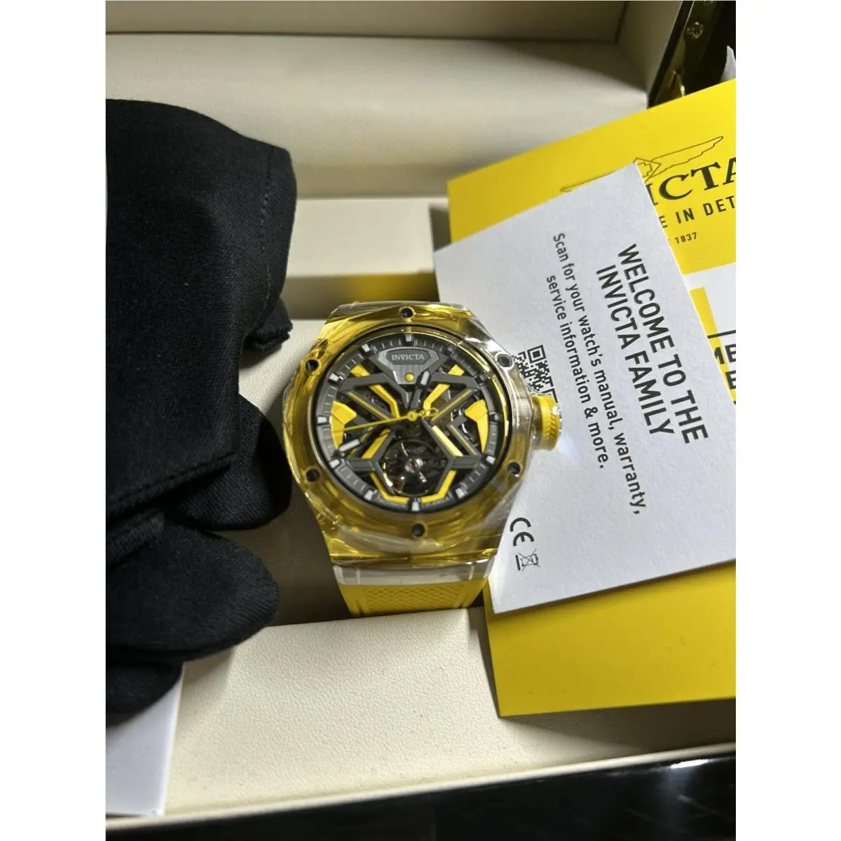 Celestial Orbitha Men’s Automatic Skeleton Watch 45mm Yellow by Invicta