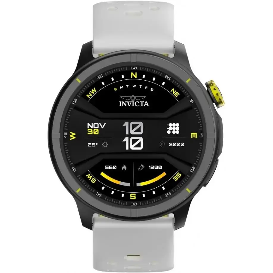 45mm ITECH-07 Unisex Digital Dial Silicone Strap Black/white Tone Watch by Invicta