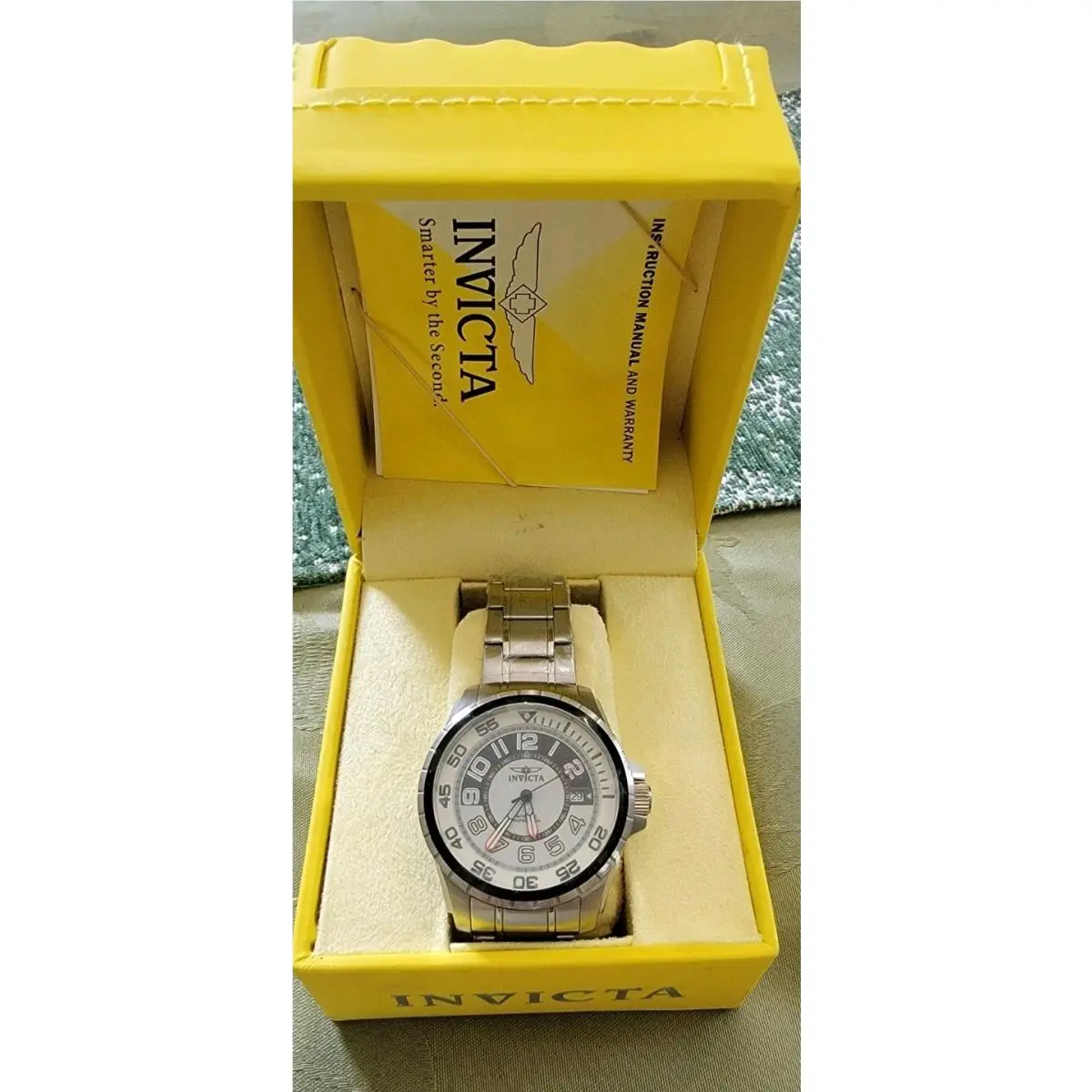 Invicta Mens Watch Tritnite Night Glow Silver Black Face