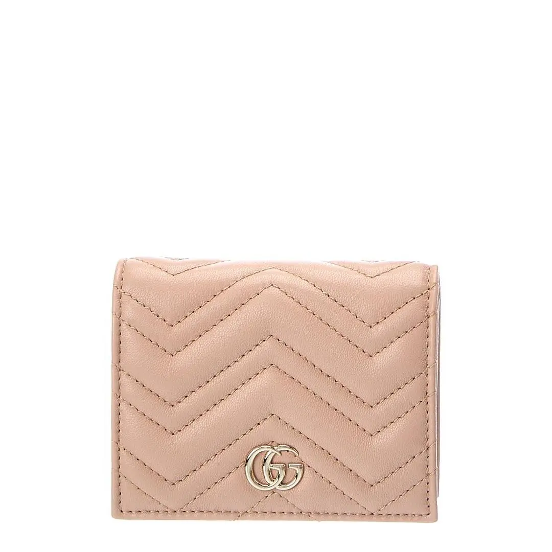 Gg Marmont Leather Card Case Women`s Beige by Gucci