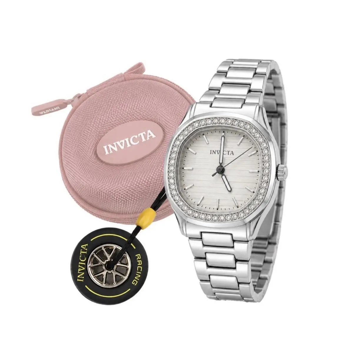Crystal Silver Wildflower Women`s Watch Case Key Chain 001-GA-L-500 by Invicta