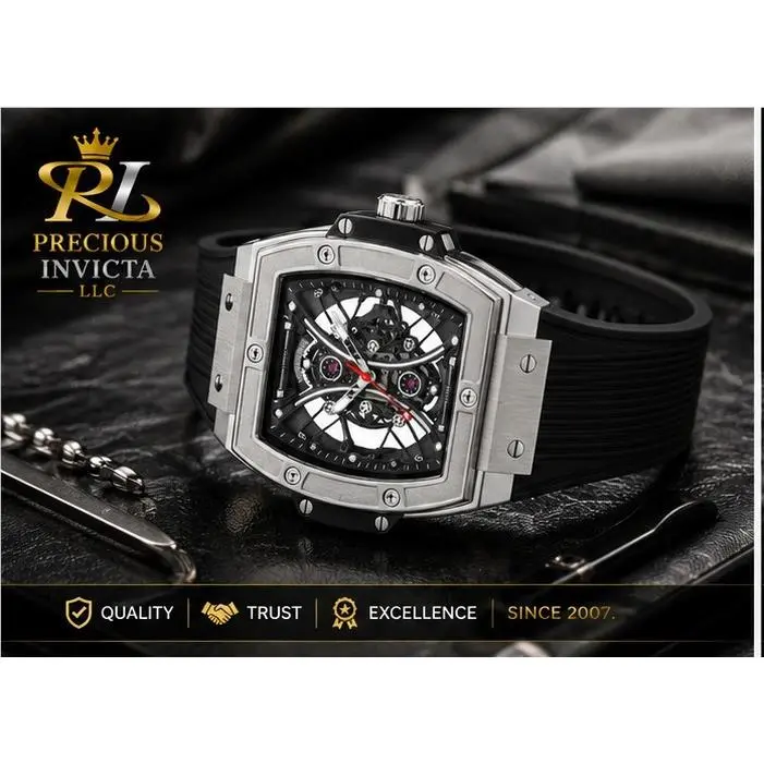 Invicta Men`s 50mm S1 Rally Skeleton Dial Rose Silver/black Tone Quartz SS Watch