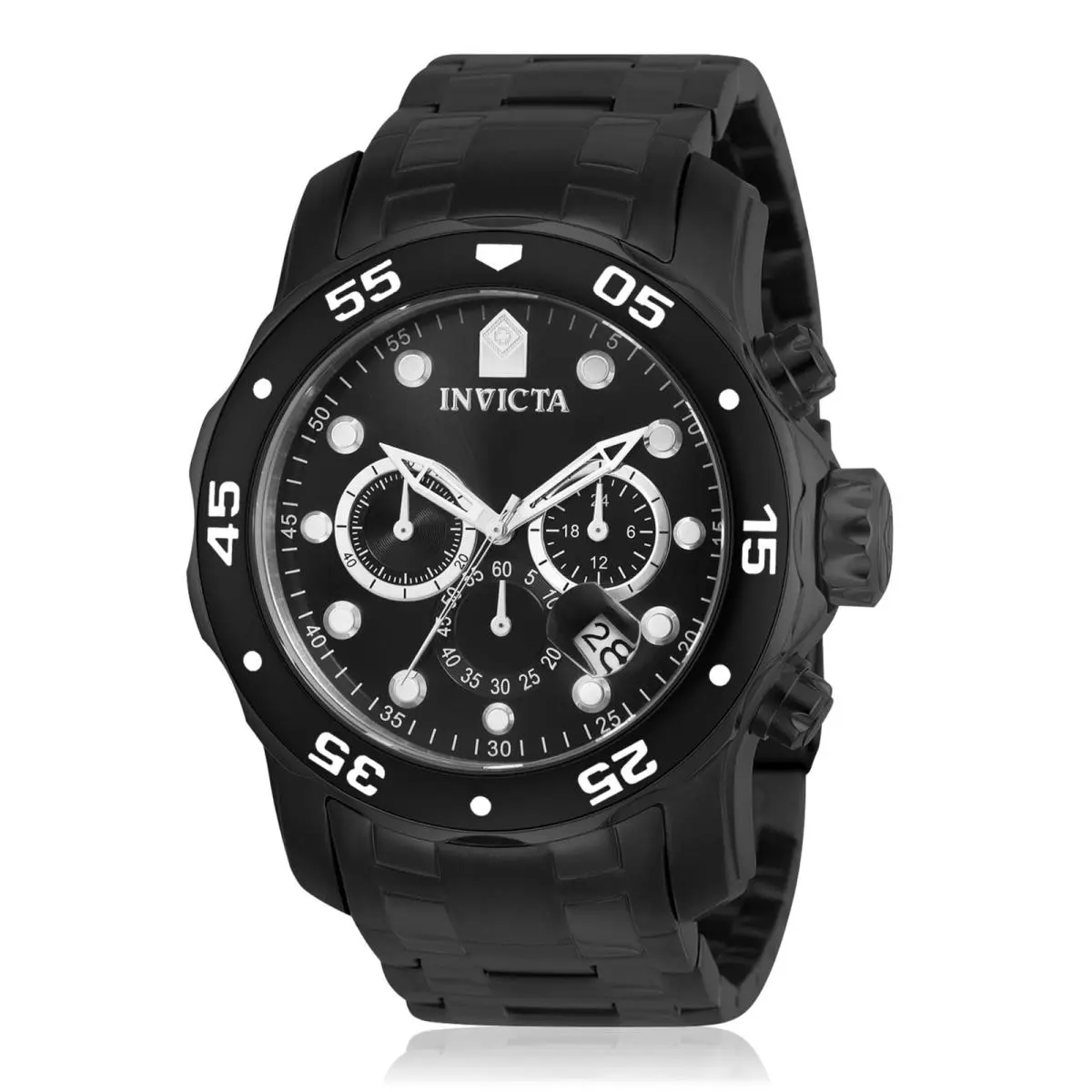 Invicta Men`s 0076 Pro Diver Collection Chronograph Black Ionplated Stainless Steel