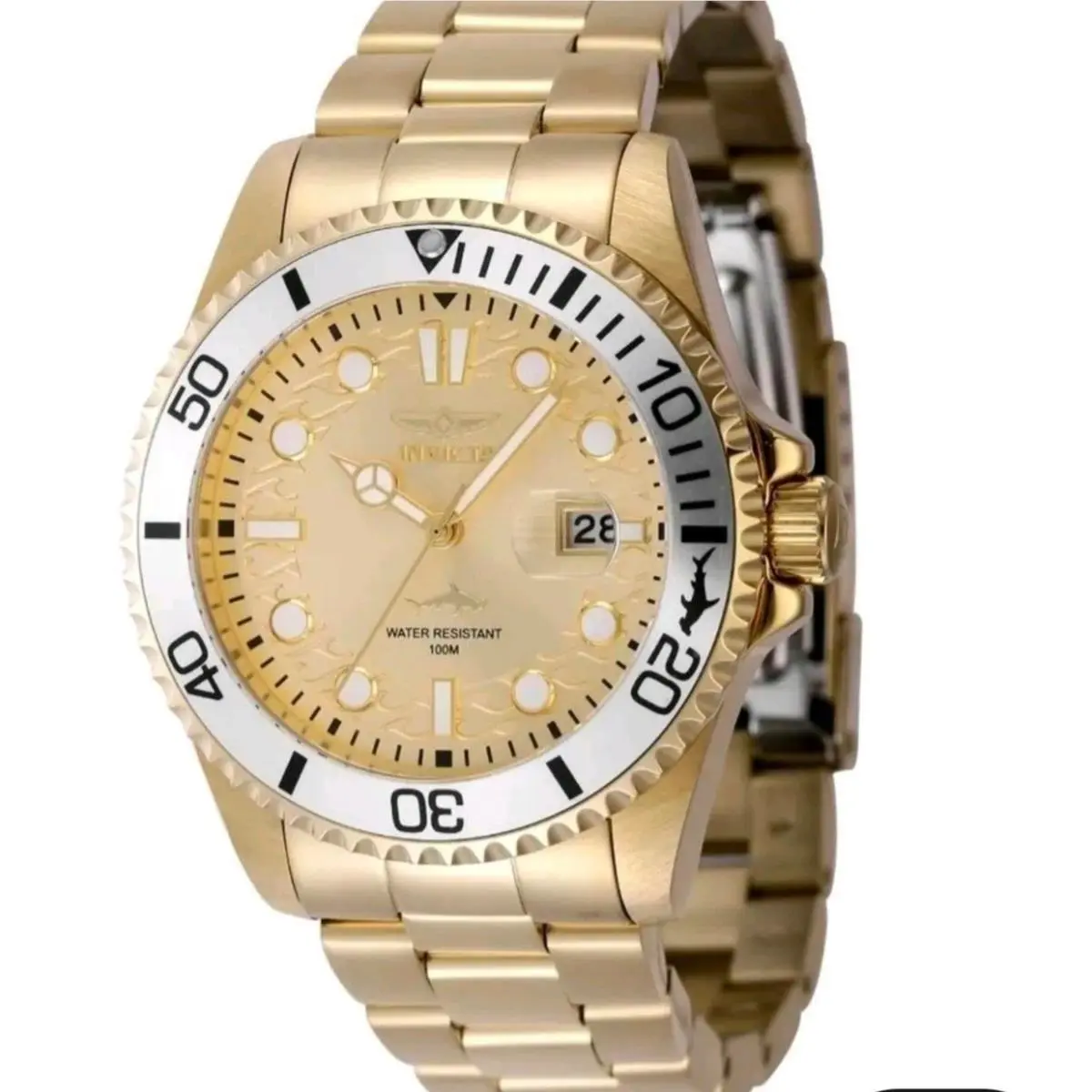 Pro Diver Mens Watch Gold Stainless Steel Dial 43mm Diver Box Inc by Invicta