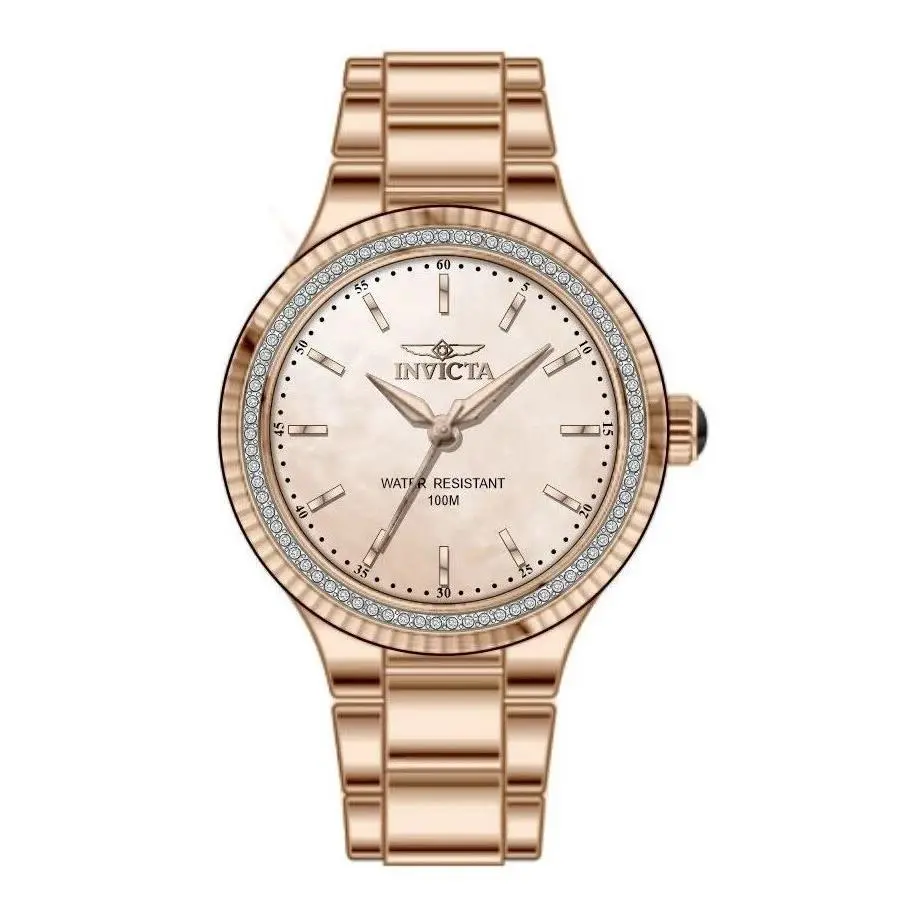Angel Women`s Mother of Pearl Rose Gold Tone Watch Pink Dial 50647 38mm by Invicta