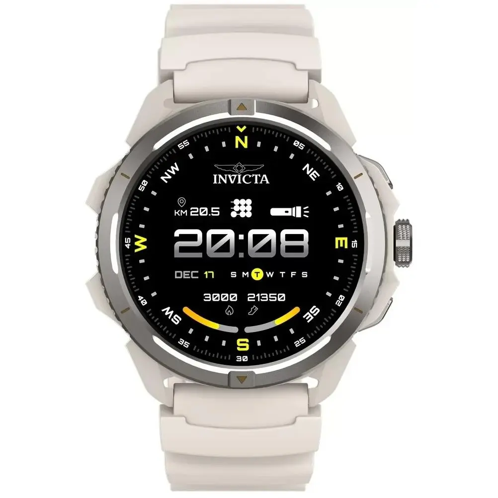 45mm ITECH-09 Unisex Digital Dial Silicone Strap Black/white Tone Watch by Invicta