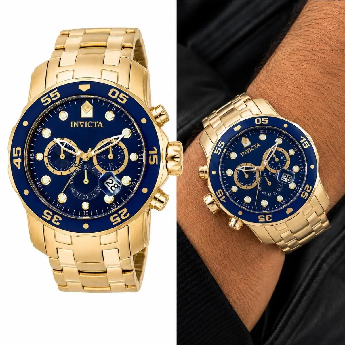 Pro Diver Men`s Watch - 48mm Gold Blue PF14074 by Invicta