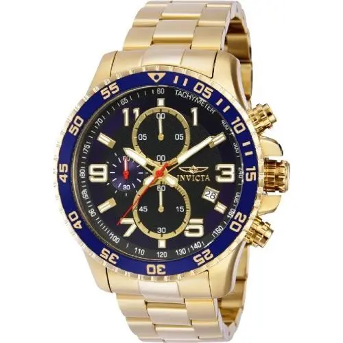 Invicta Men`s 48mm Specialty 48mm Mach Gala Gold/black/blue Chronograph SS Watch