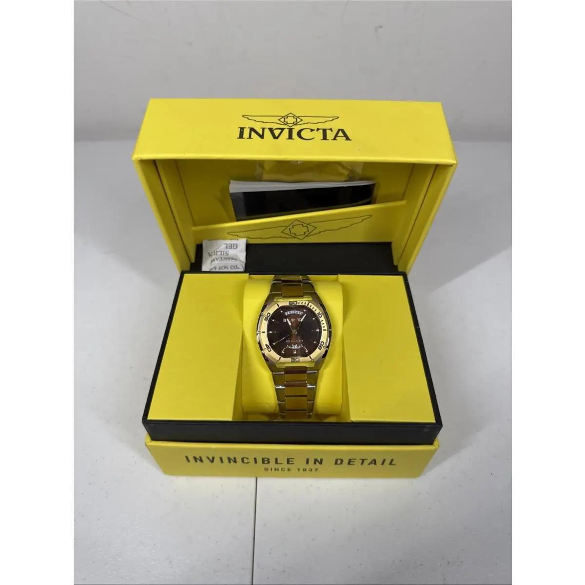 Watch Slim 36375 48mm Quartz Brown Face. Silver Gold Tone by Invicta
