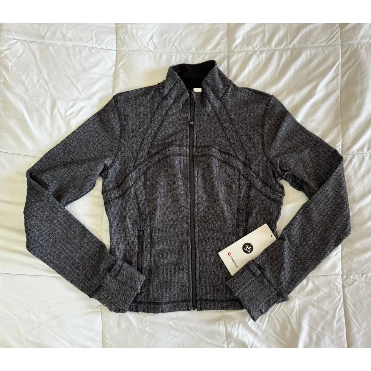 Lululemon Herringbone Define Jacket Sz 10 Cropped Full Zip Hhdb Black
