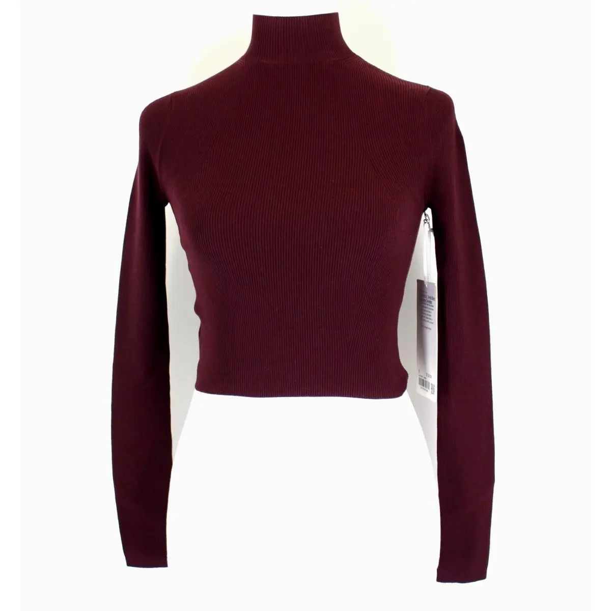 Lululemon Ribbed Knit Twist Back Mockneck Sweater S Garnet Open Back Crop
