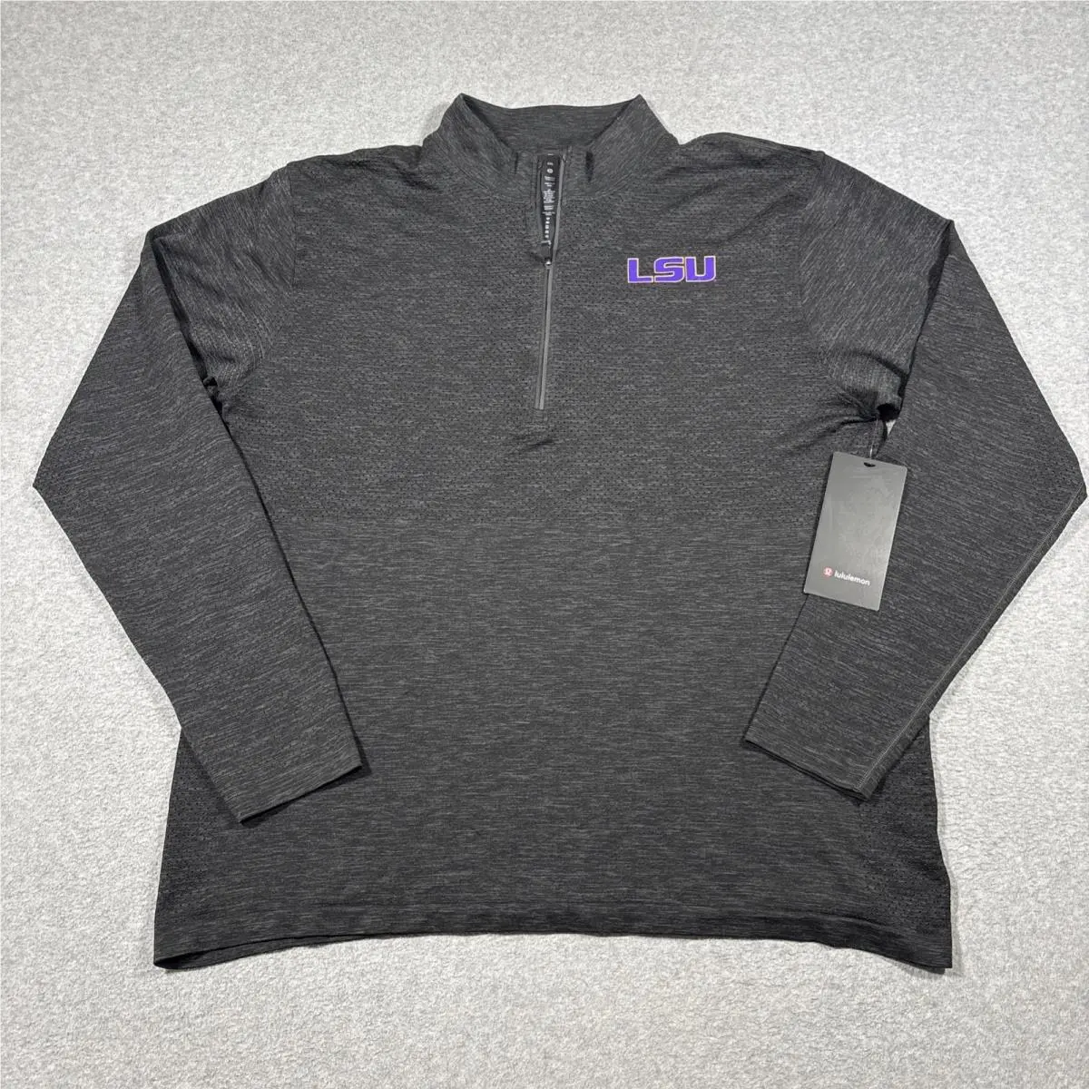 Lululemon Men’s Xxl Black Metal Vent Tech Half Zip Midweight Lsu Tigers
