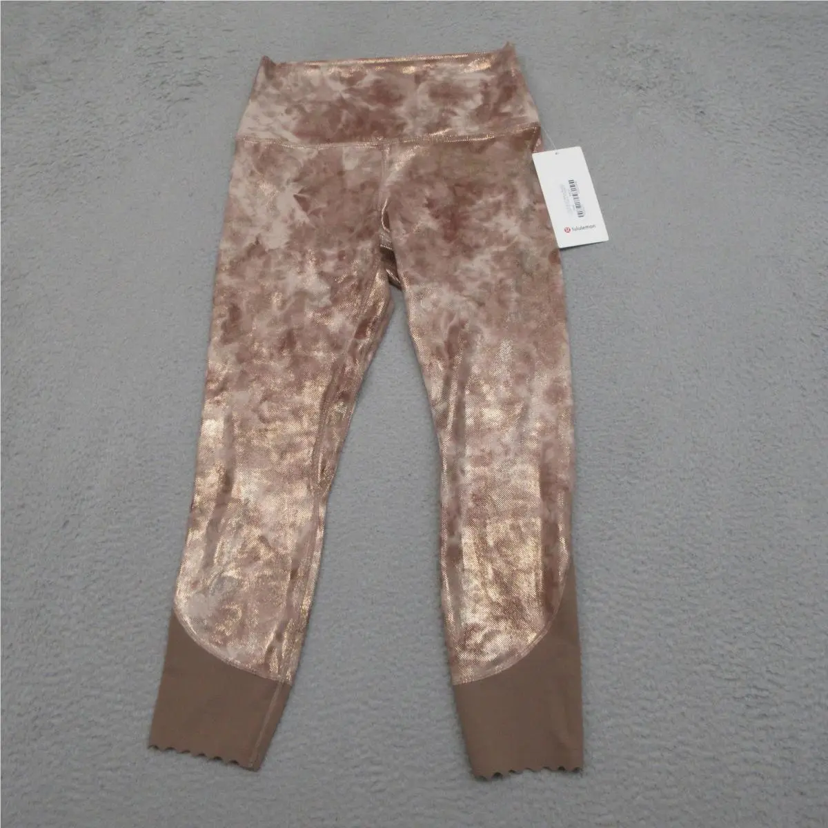 Lululemon Align Pant Women 10 Gold Metallic Tie Dye Highrise Scallop Yoga Street