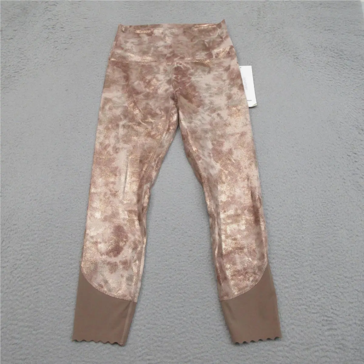 Lululemon Align Pant Women 8 Gold Metallic Tie Dye High Rise Scallop Yoga Street