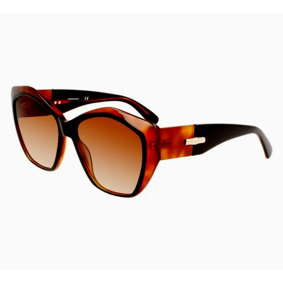 LO712S N 011 57mm Black Havana Honey Women`s Butterfly Sunglasses by Longchamp