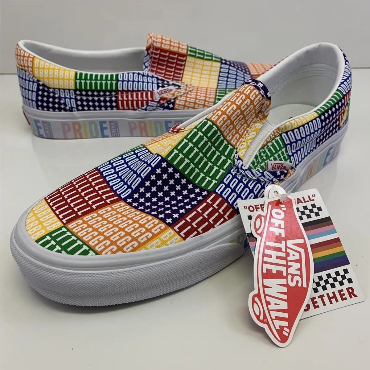 VN0A33TB3WJ1  Classic Slip-on Pride Lgbtq+ Men Sneakers Size 10 by Vans