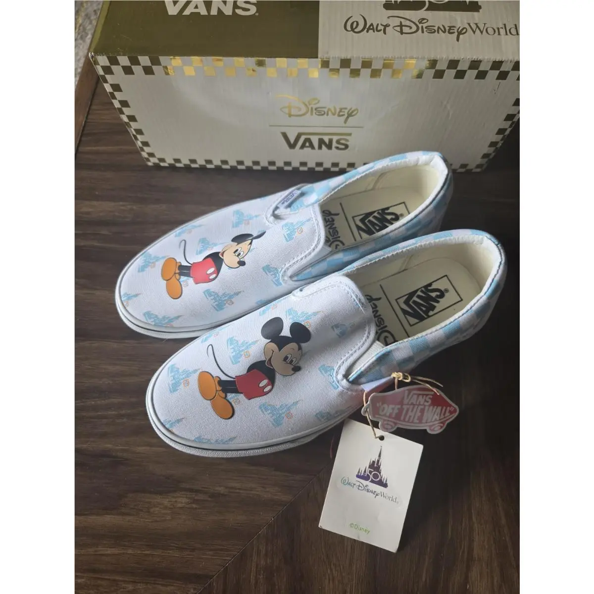Disney Parks 50th Anniversary Mickey  Of The Wall Slip Shoes Size W8.5 by Vans