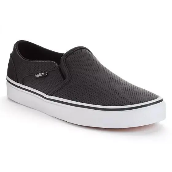Vans Women`s Size 9 Asher Perf Leather Slipon - Black