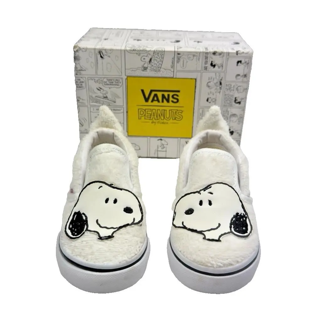 x Peanuts Snoopy Fuzzy Slip-on Toddler Size 5 w/ Box 2017 Rare by Vans