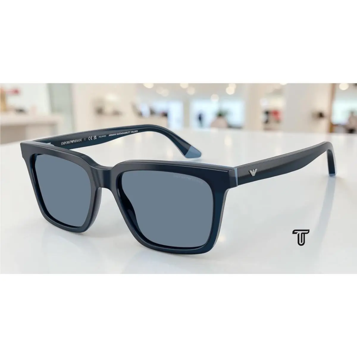 EA4260 63172V Opaline Blue Blue Polarized 55 mm Men`s Sunglasses by Emporio Armani