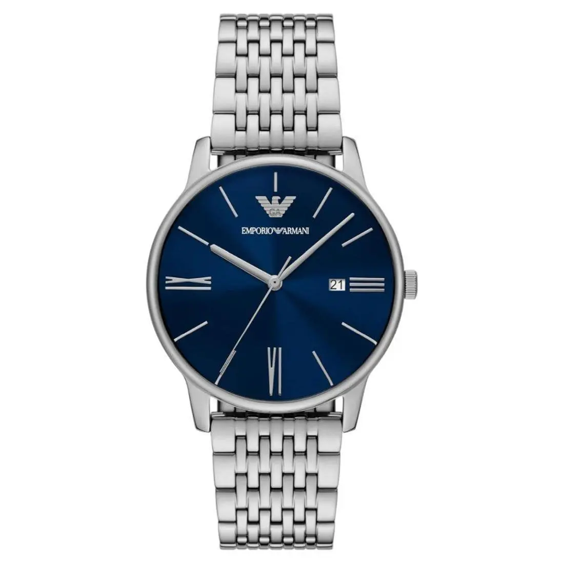 Emporio Armani Minimalist Men`s Blue Dial Quartz Watch AR11674 - Face: Blue, Dial: Blue, Band: Silver