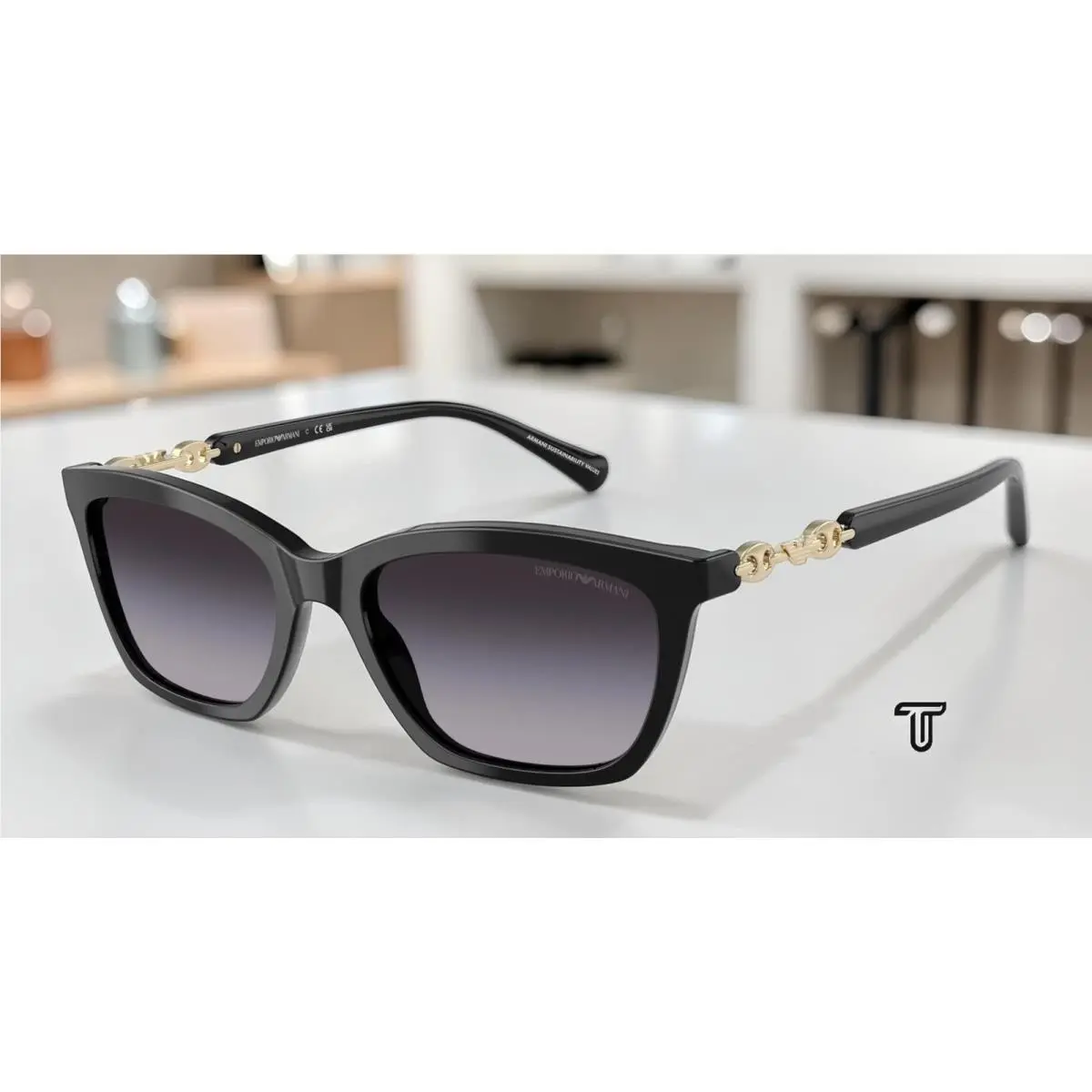 EA4238 50178G Shiny Black Grey Gradient 54 mm Women`s Sunglasses by Emporio Armani