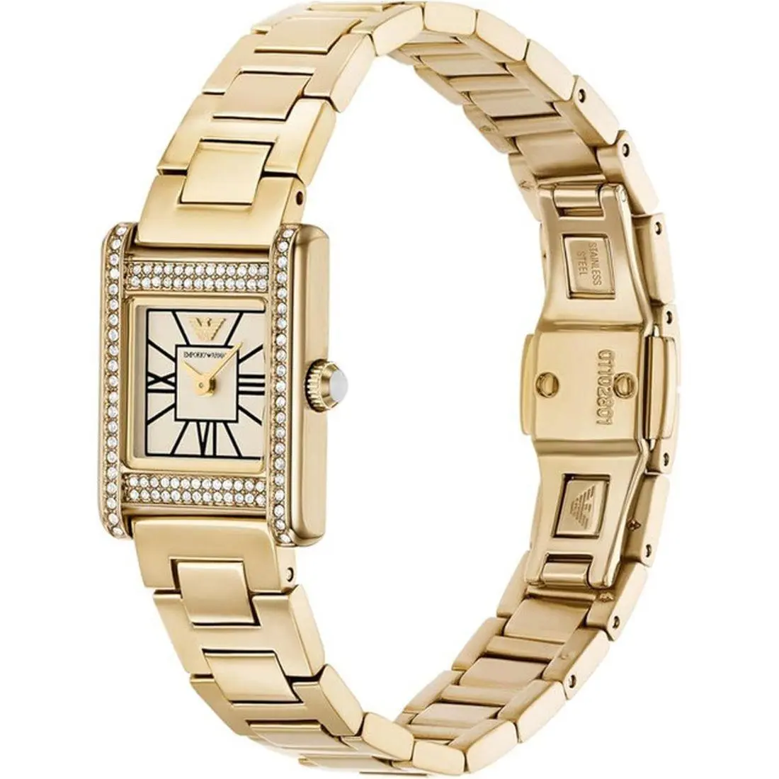 Genni Women`s White Dial Gold-tone Quartz Watch - AR11663 by Emporio Armani