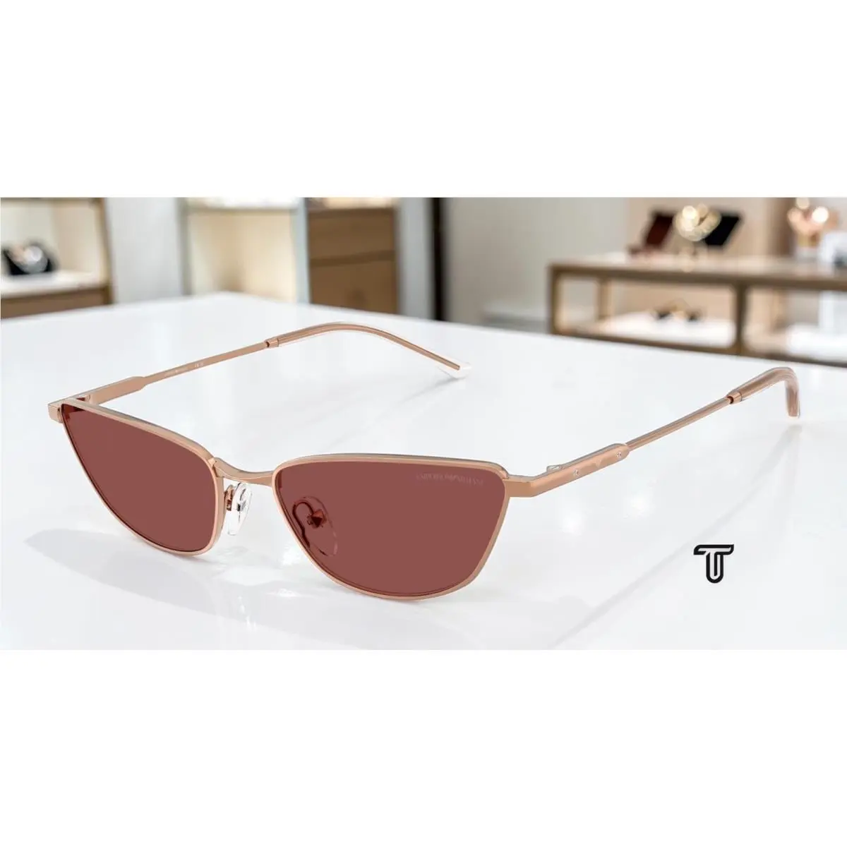 EA2174B 301175 Shiny Rose Gold Dark Violet 55mm Womens Sunglasses by Emporio Armani