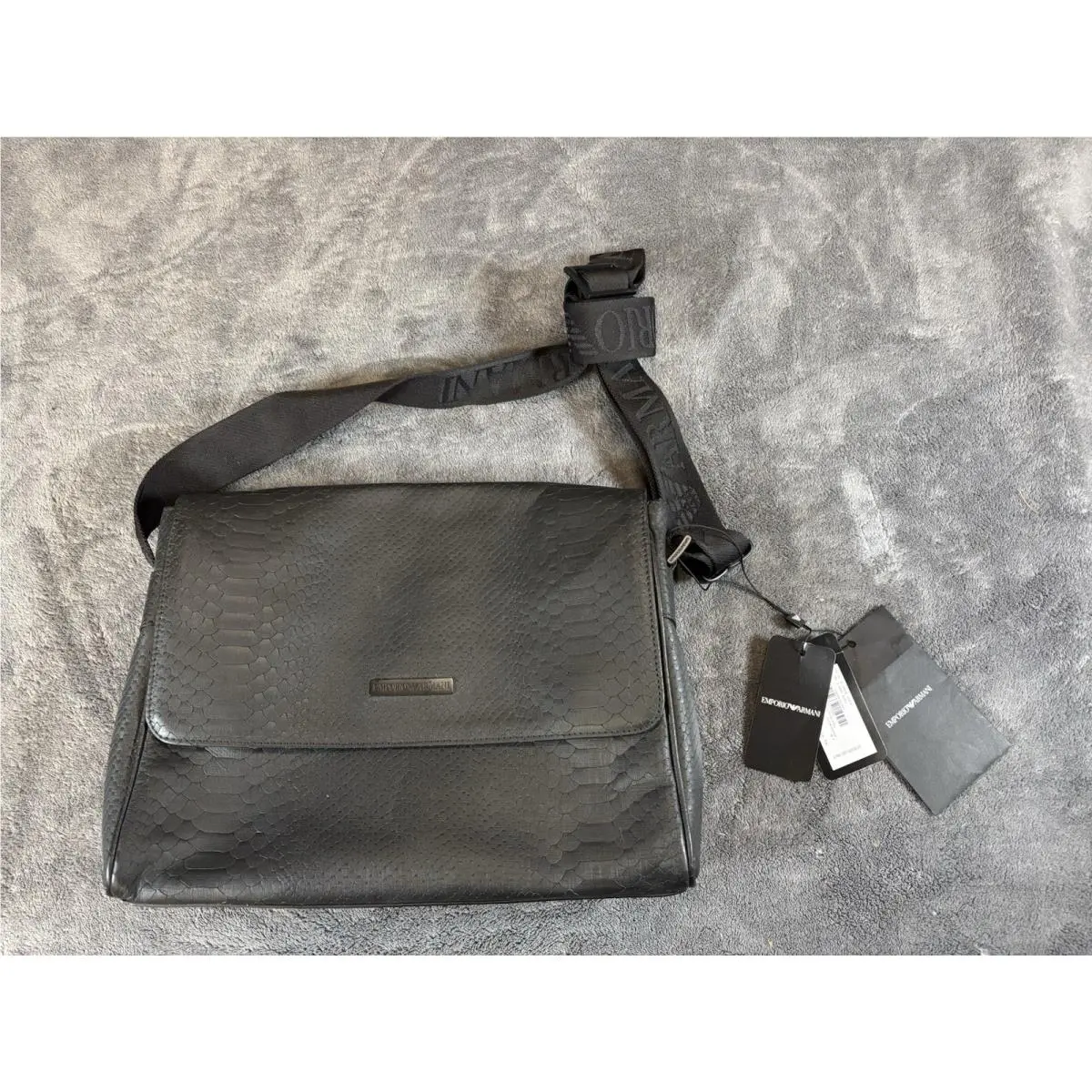 Unisex Leather Bag Flat Messenger Bag Snake Sk by Emporio Armani