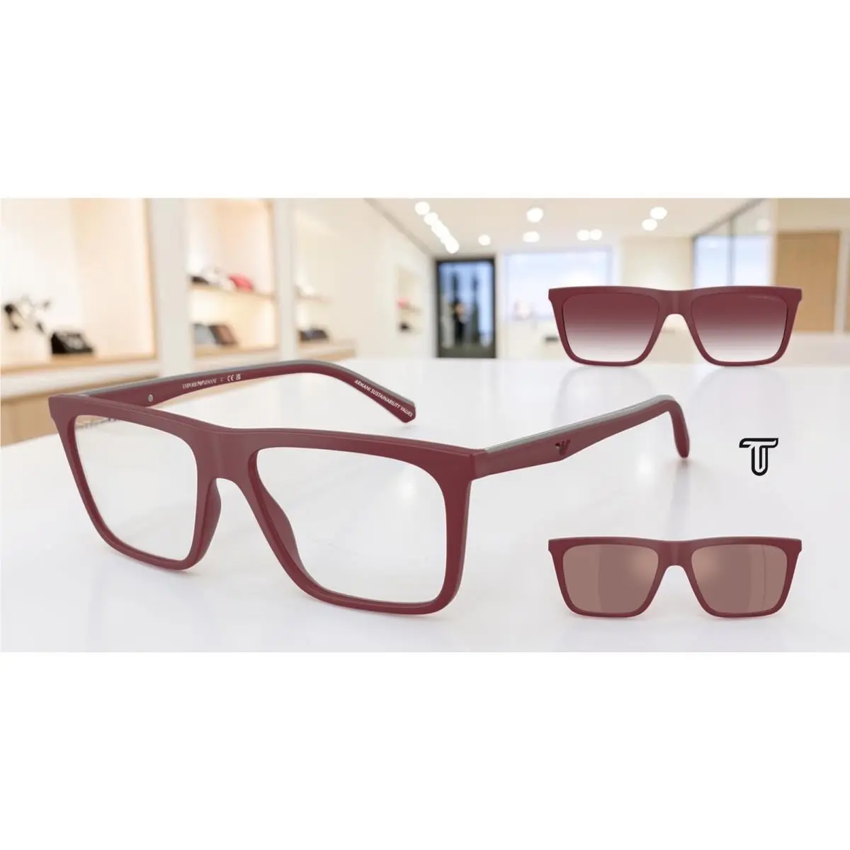 EA4258 52611W Matte Bordeaux Clear 56 mm Men`s Sunglasses by Emporio Armani
