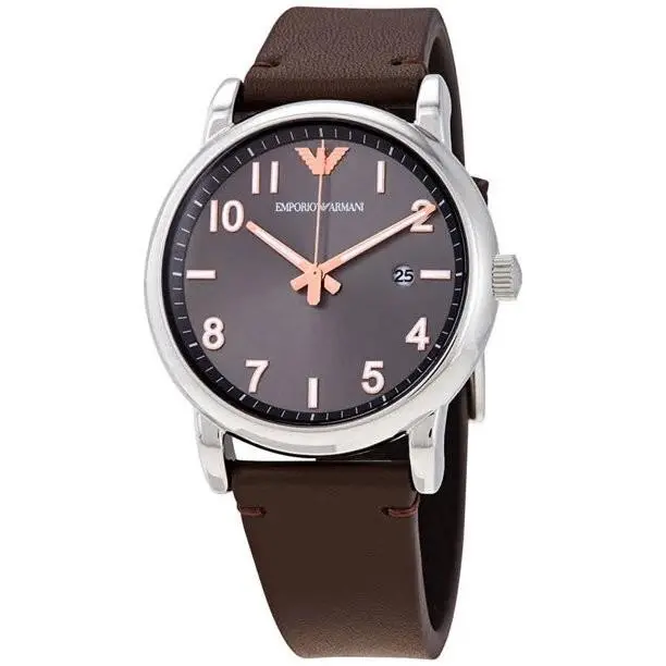 Grey Dial 43mm Brown Leather Men`s Watch AR11175 by Emporio Armani