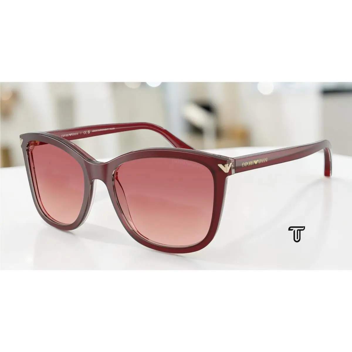 EA4060 6377A5 Bordeaux Pink Gradient Red 56mm Women`s Sunglasses by Emporio Armani
