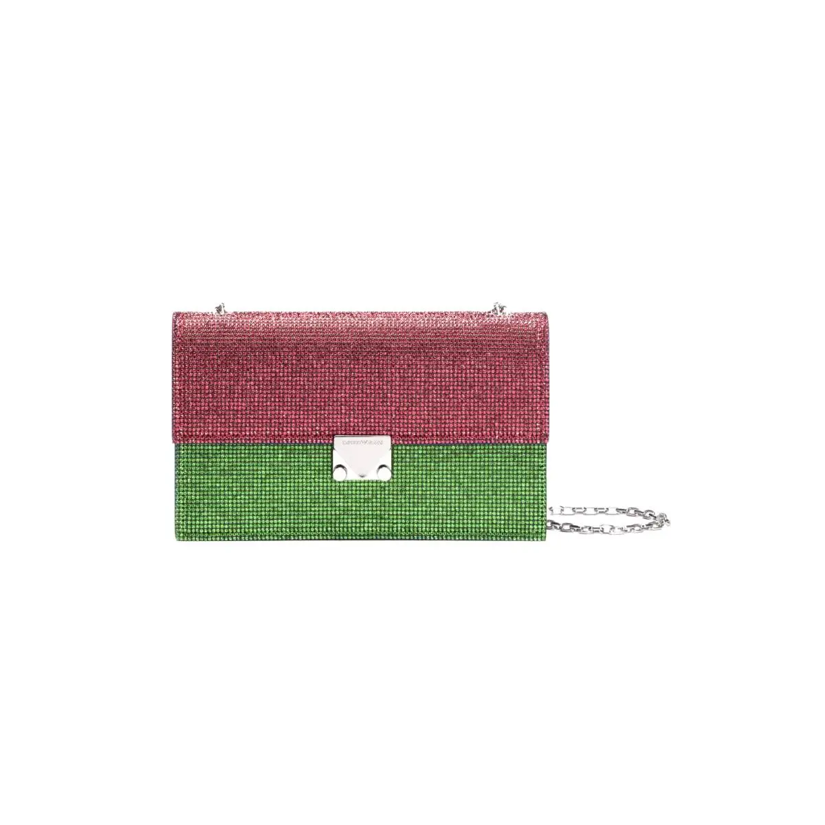 Crystal Bag Evening Flap Blue Leather Chain Crossbody Green Pink by Emporio Armani