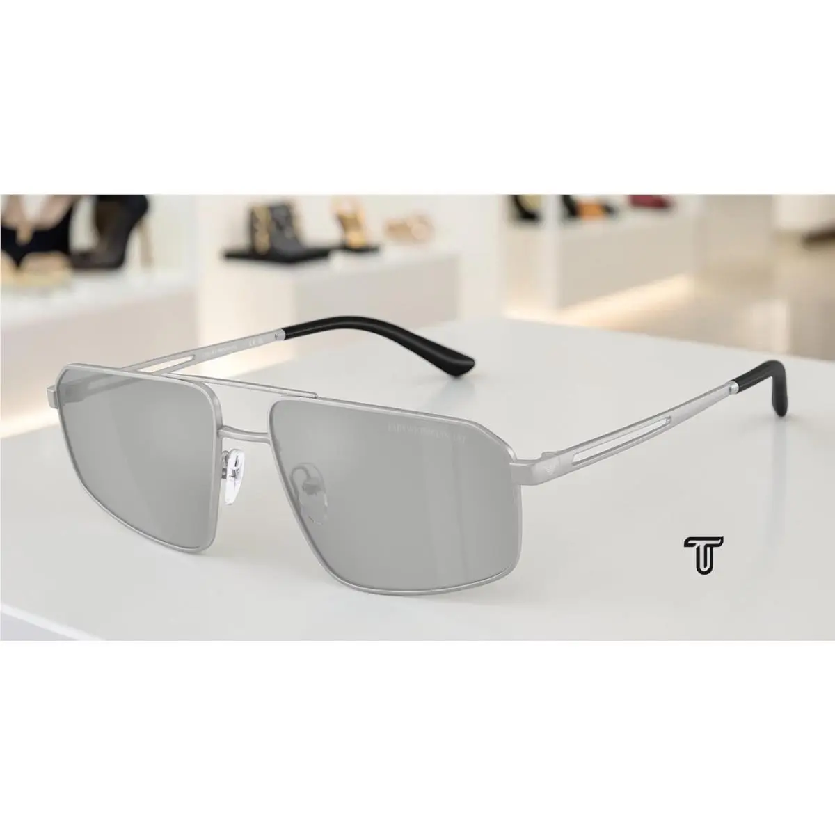 EA2173 30458V Matte Silver Mirror Silver 59 mm Men`s Sunglasses by Emporio Armani