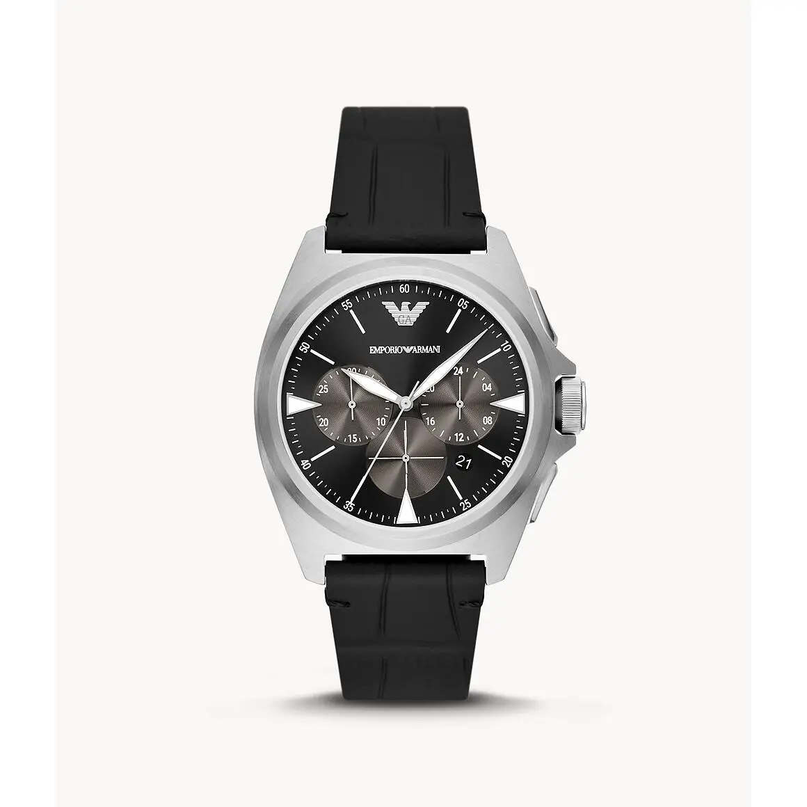 Men`s Black Leather Belt Watch AR11430 by Emporio Armani