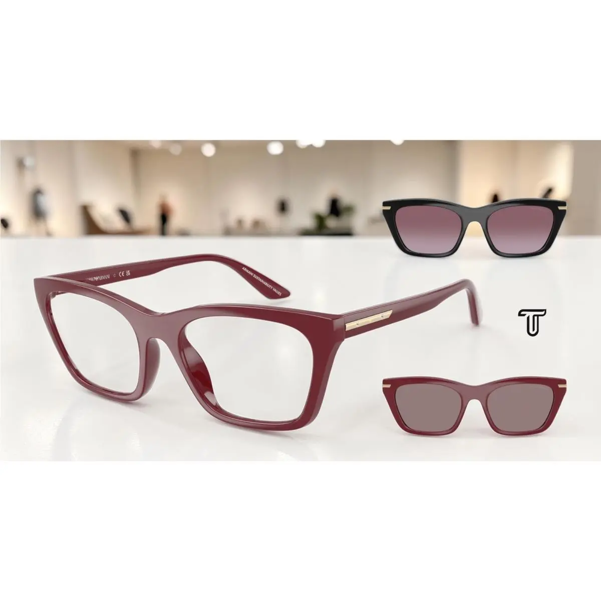 EA4274BU 52611W Shiny Bordeaux Clear 55 mm Women`s Sunglasses by Emporio Armani