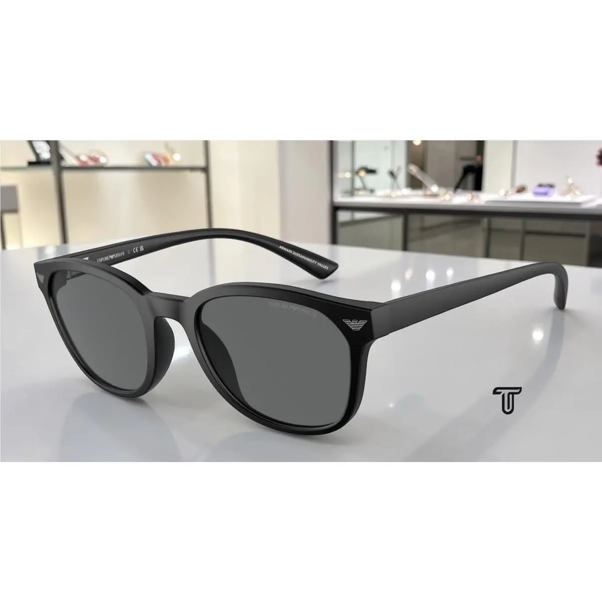 EA4225U 500187 Matte Black Dark Grey 53 mm Men`s Sunglasses by Emporio Armani