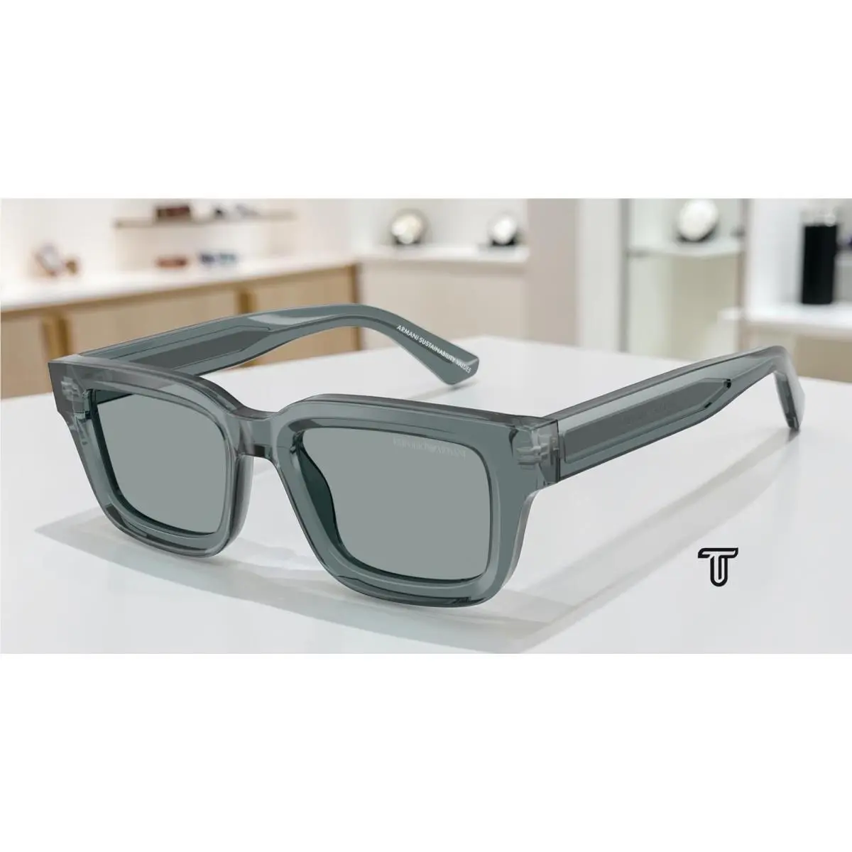 EA4270 6364 1 Transparent Grey Dark Grey 51 mm Men`s Sunglasses by Emporio Armani
