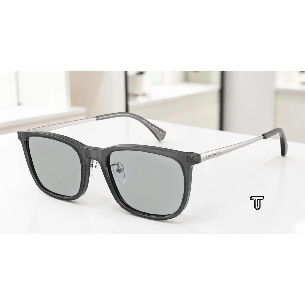 EA4275D 502987 Transparent Grey Light Grey 56 mm Men`s Sunglasses by Emporio Armani