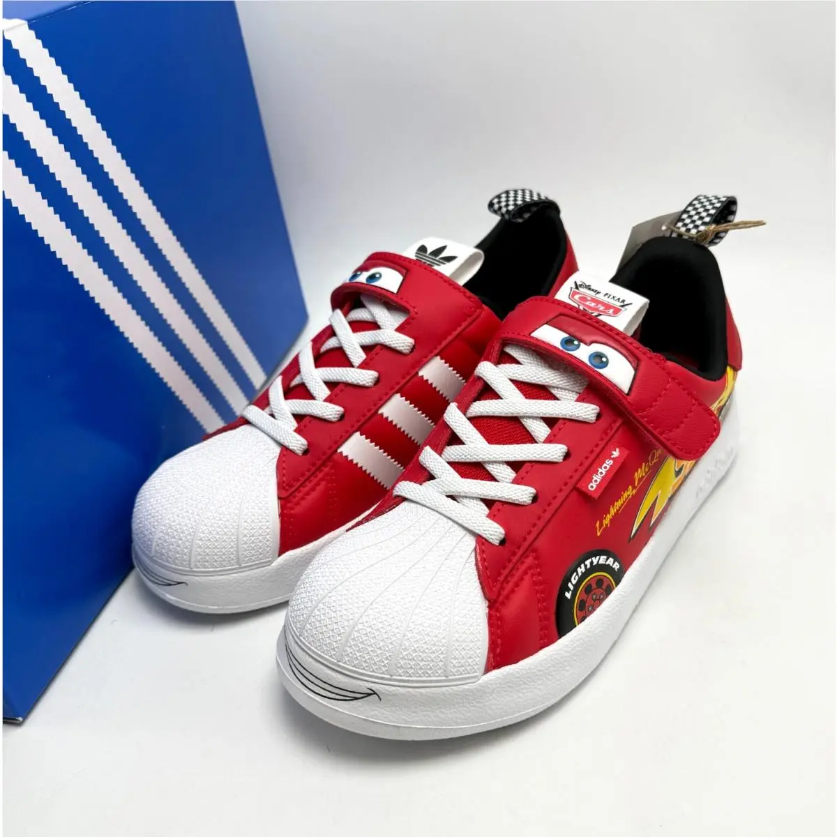 Adifom Superstar 360 C Disney Pixar Cars Lightning Mcqueen PS JR3752 sz3 by Adidas