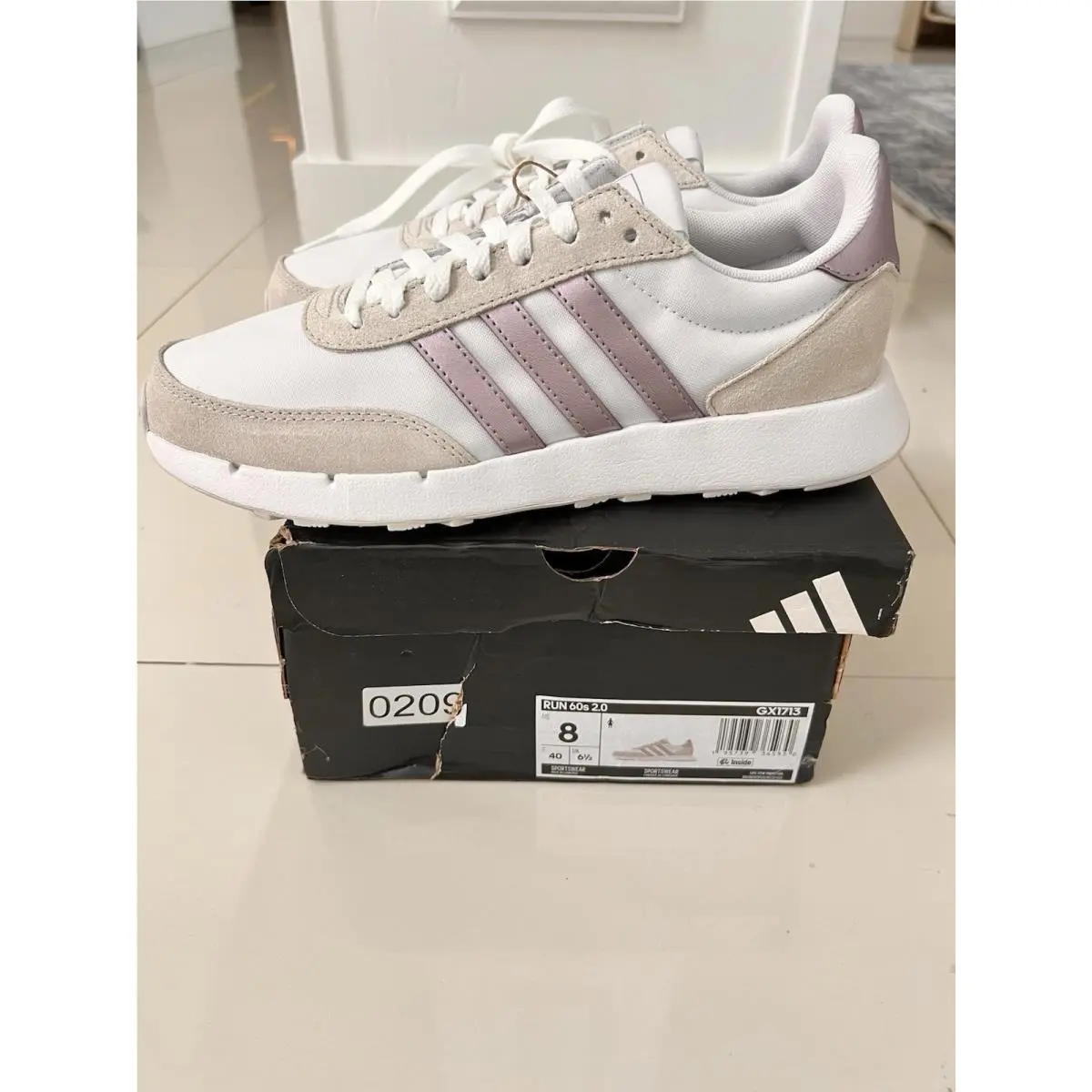 Adidas shoes - adidas Run 60S - Run - GX1713 - Cloud White / Matt Purple Met. / Dash Grey 1