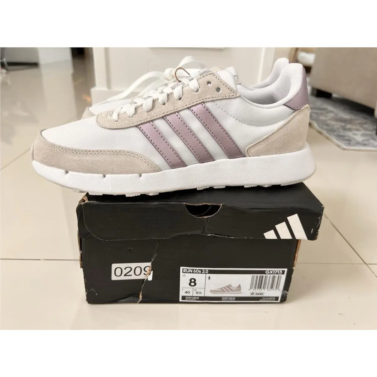 Adidas shoes - adidas Run 60S - Run - GX1713 - Cloud White / Matt Purple Met. / Dash Grey 2