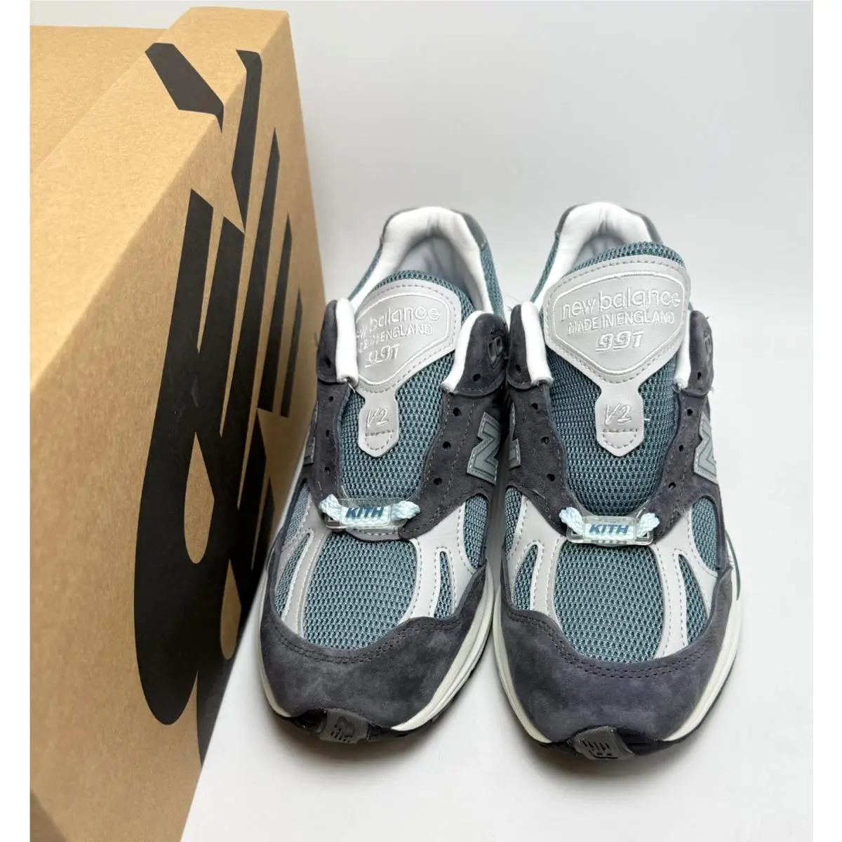 New Balance shoes - 991v2 MiUK Kith Osaka Pack Made in UK - U991KH2 - Asphalt/Lead/Oyster Mushroom 8